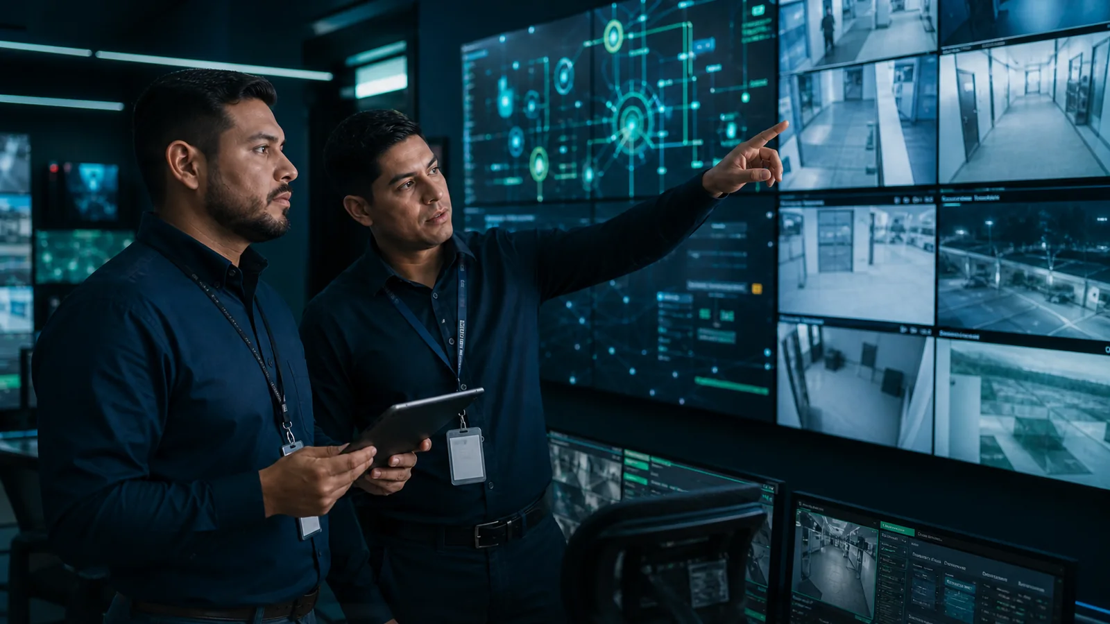 Ingenieros supervisando un centro de operaciones de seguridad