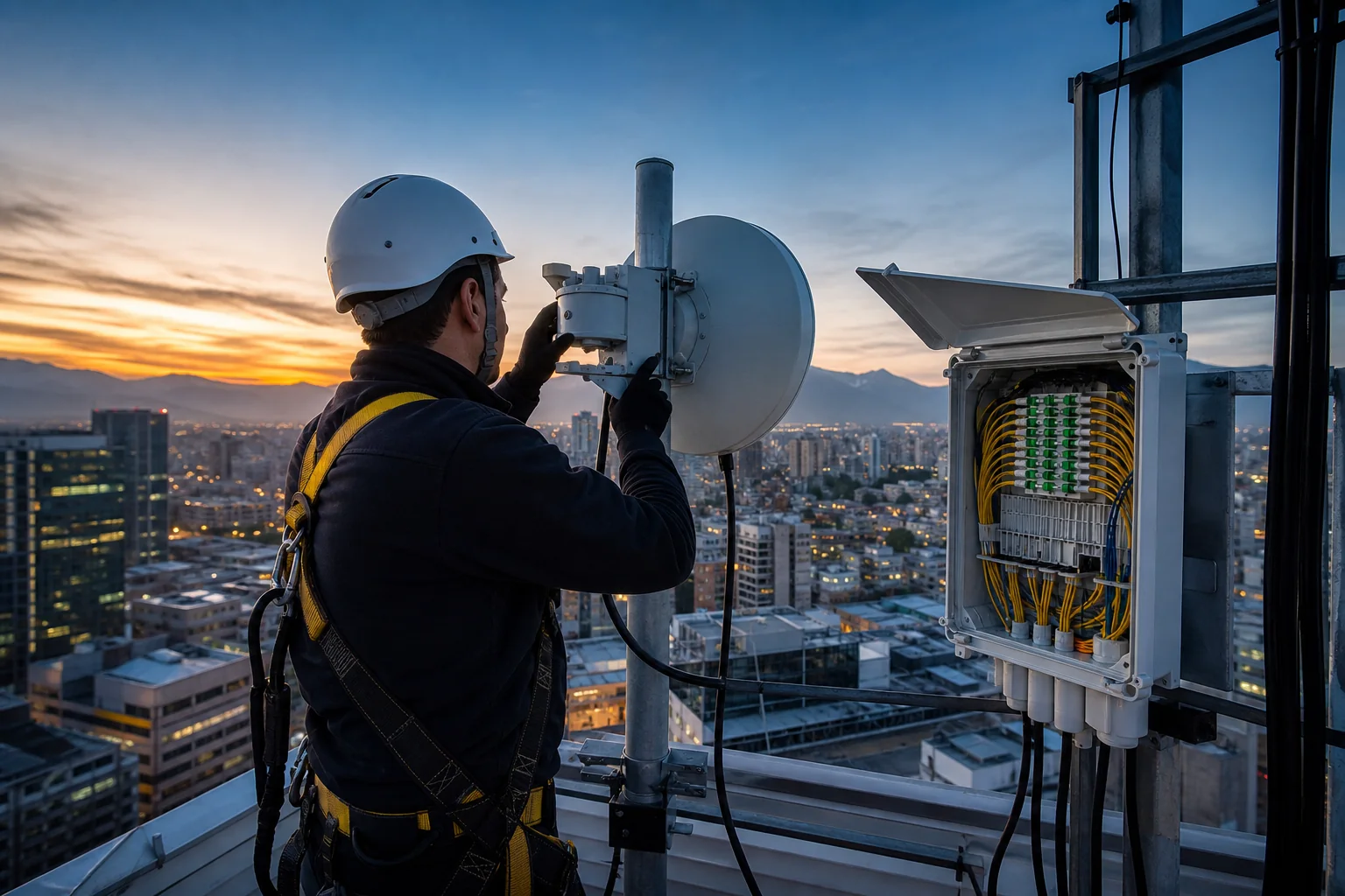 Instalación de fibra óptica y enlace inalámbrico